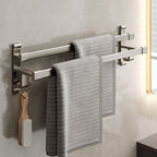 Gray Bathroom Accessory Set Contemporary Style Aluminum Towel Bar