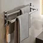 Gray Bathroom Accessory Set Contemporary Style Aluminum Towel Bar
