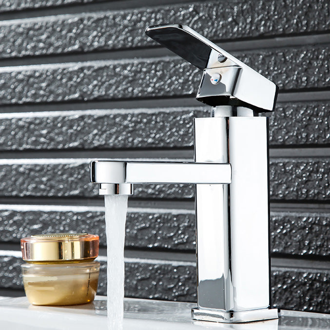 Cubic Basin Faucet Simple Low Arc Bathroom Faucet with 1 Hole