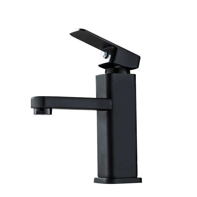 Cubic Basin Faucet Simple Low Arc Bathroom Faucet with 1 Hole