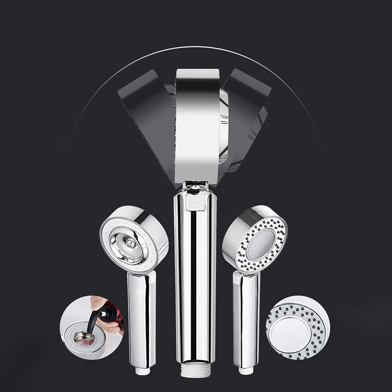 Contemporary Wall-Mounted Shower Head Combination Chrome Round Hand Shower