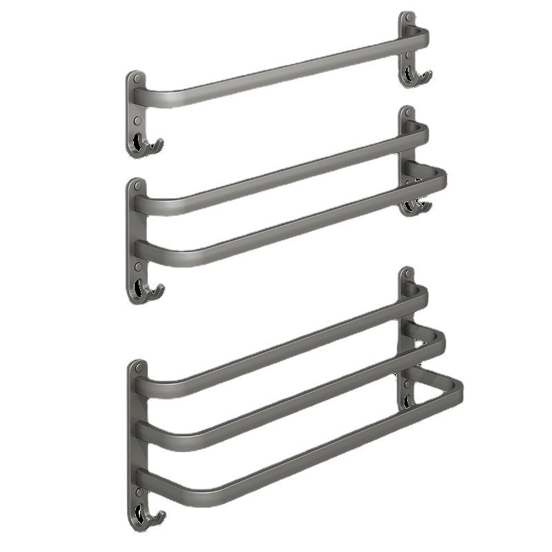 2-piece modern bathroom accessory set made of aluminum matte gray towel bar