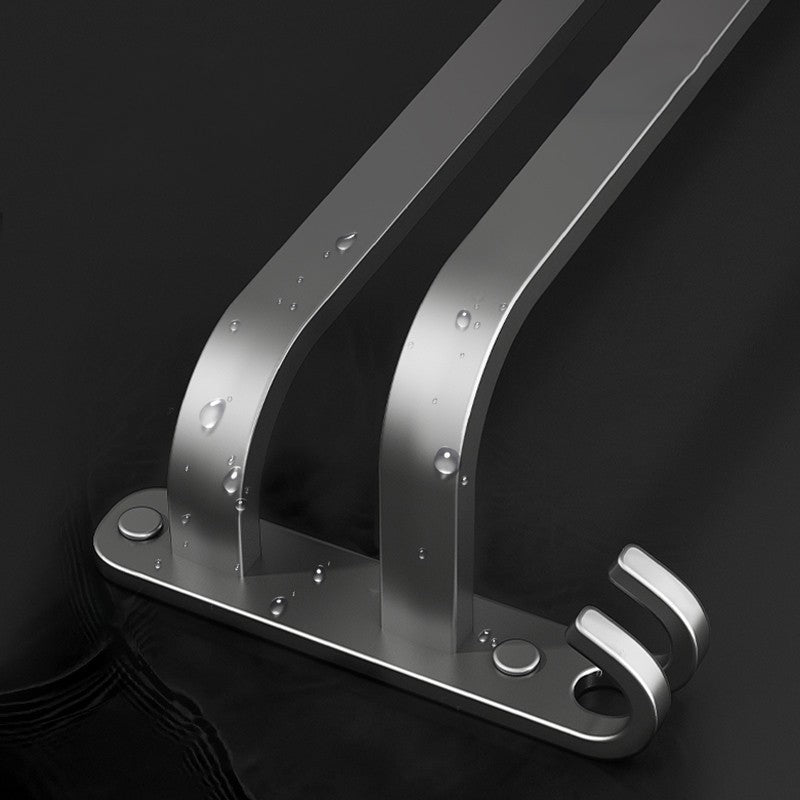 2-piece modern bathroom accessory set made of aluminum matte gray towel bar