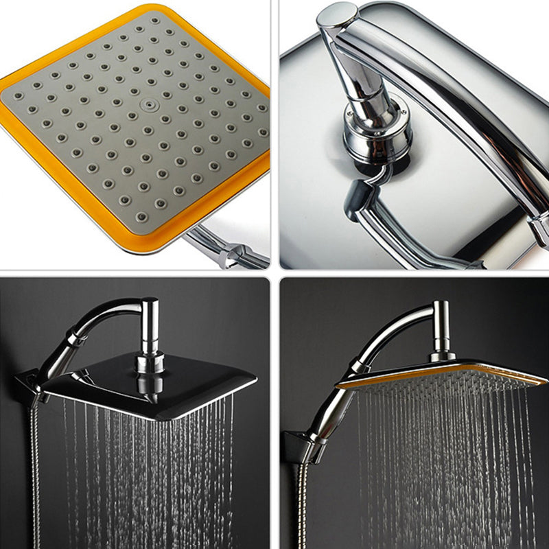 Modern Square Showerhead Combo Chrome Rainfall Showerhead