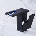 Modern faucet for sink brass lever handles LED waterfall sink mixer