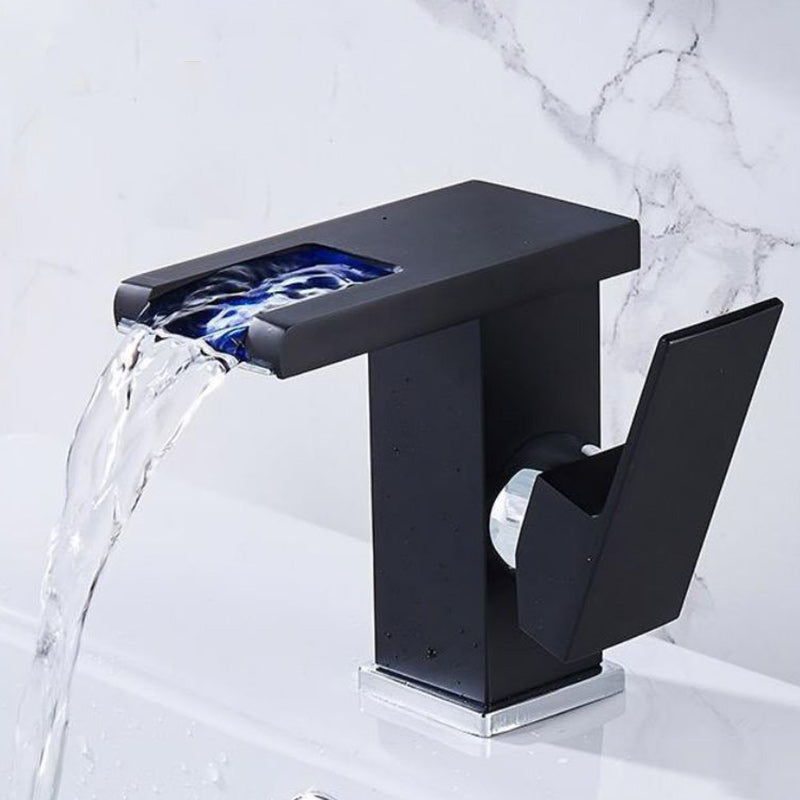 Modern faucet for sink brass lever handles LED waterfall sink mixer