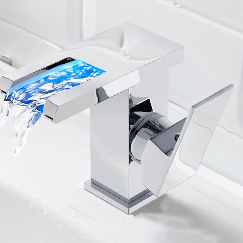 Modern faucet for sink brass lever handles LED waterfall sink mixer