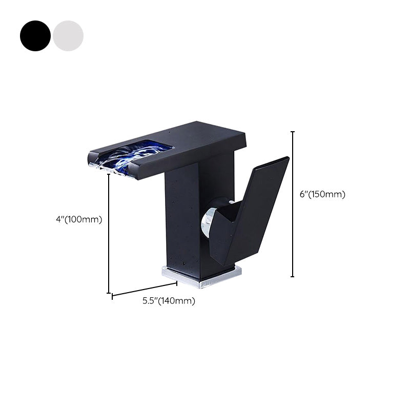 Modern Faucet for Sink Brass Lever Handles LED Waterfall Sink Mixer