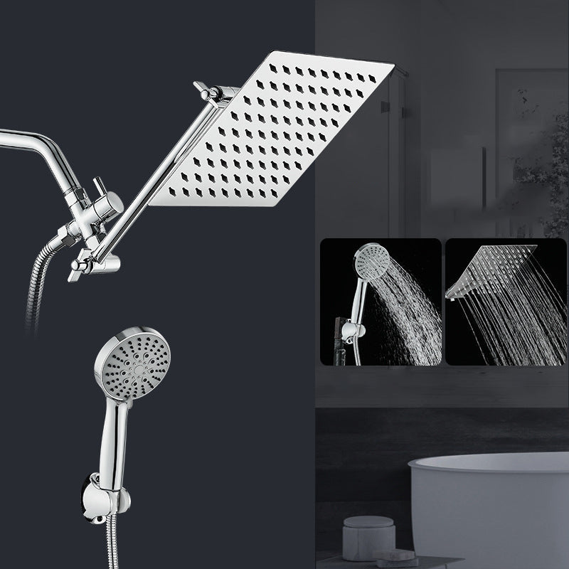 Silver Square Fixed Shower Head Modern Style Wall Mounted Shower Head