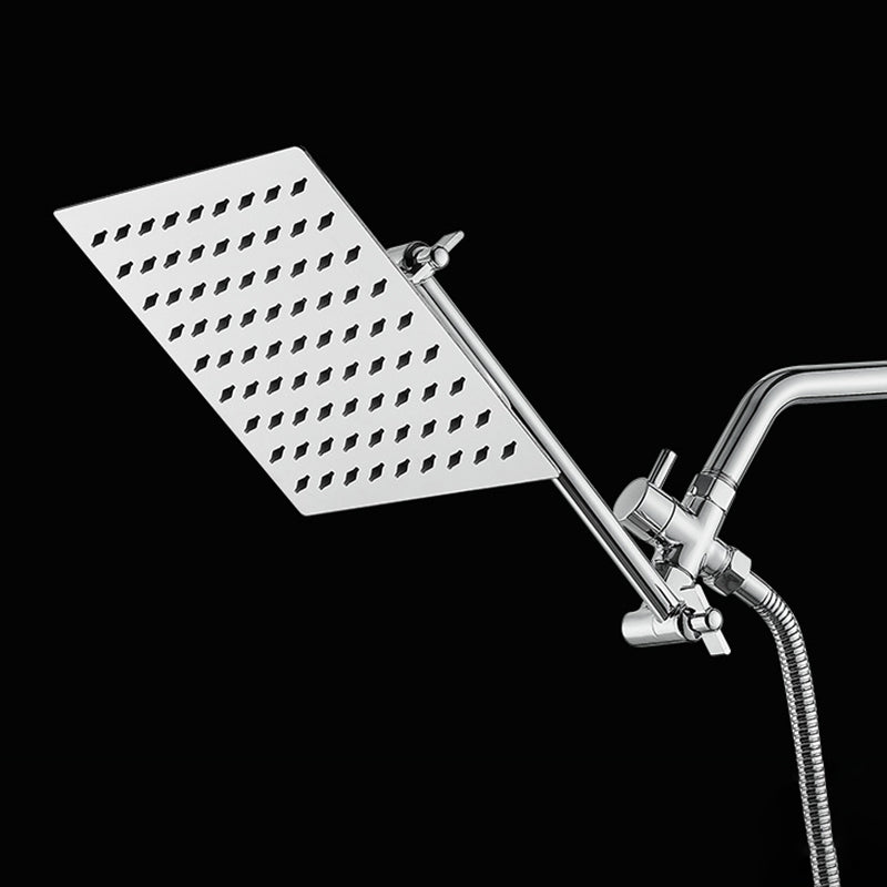 Silver Square Fixed Shower Head Modern Style Wall Mounted Shower Head