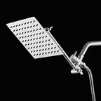 Silver Square Fixed Shower Head Modern Style Wall Mounted Shower Head