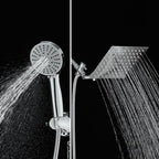 Silver Square Fixed Shower Head Modern Style Wall Mounted Shower Head