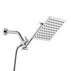 Silver Square Fixed Shower Head Modern Style Wall Mounted Shower Head