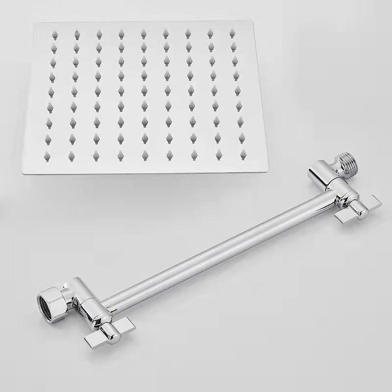 Silver Square Fixed Shower Head Modern Style Wall Mounted Shower Head