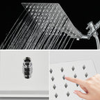 Silver Square Fixed Shower Head Modern Style Wall Mounted Shower Head