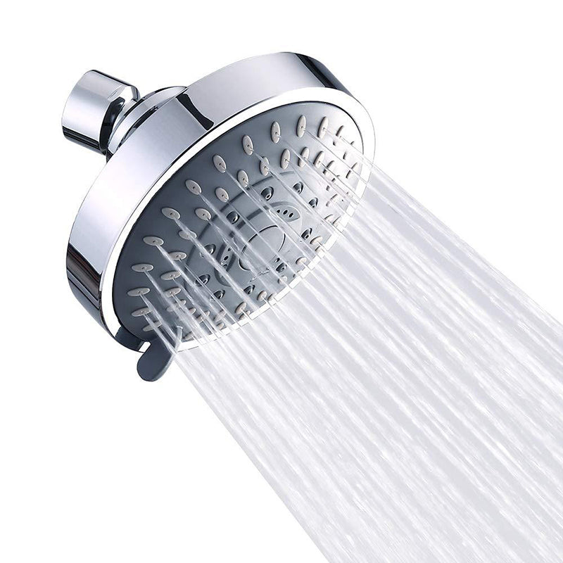 Silver Round Fixed Shower Head Modern Style Wall Mount Shower Head