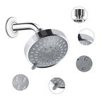 Silver Round Fixed Shower Head Modern Style Wall Mount Shower Head