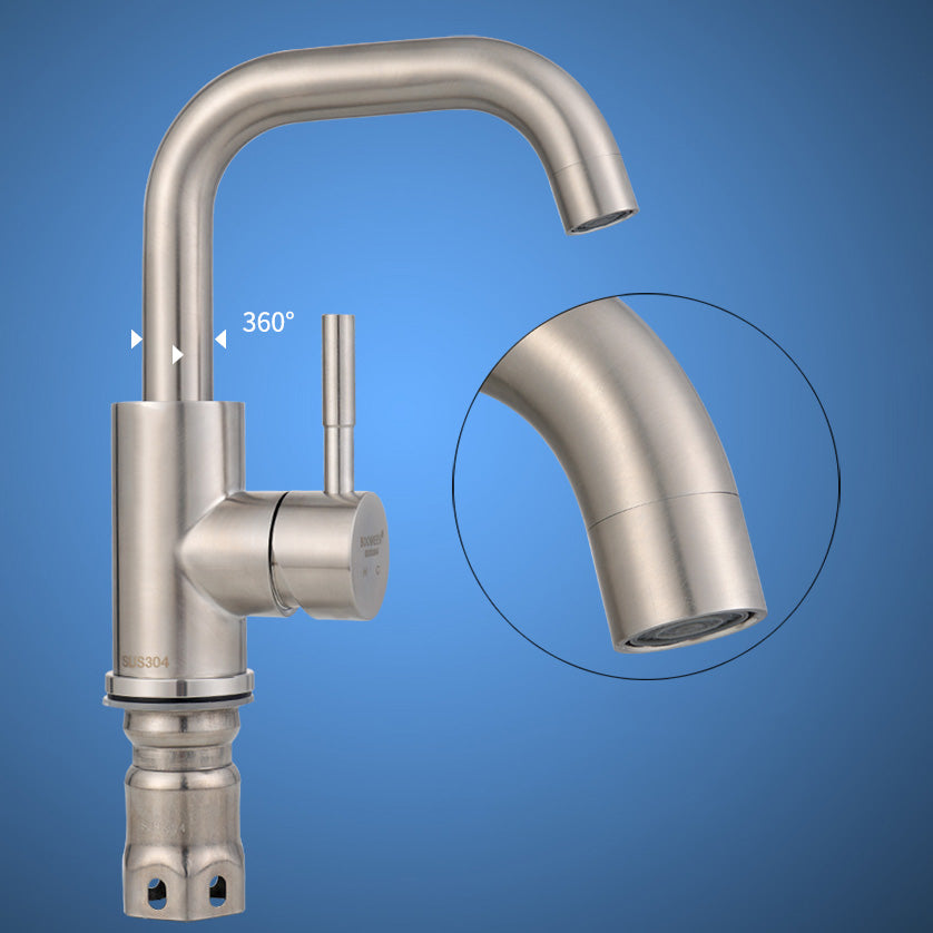 Swivel Bathroom Faucet Contemporary Design Vessel Faucet with Stainless Steel