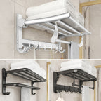 Chrome/Black Classic Bathroom Accessory Set Modern Bath Shelf/Towel Bar & Paper Holder