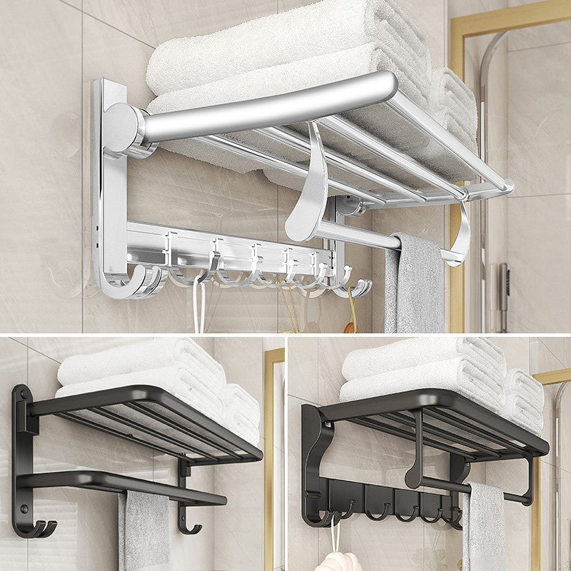 Chrome/Black Classic Bathroom Accessory Set Modern Bath Shelf/Towel Bar & Paper Holder