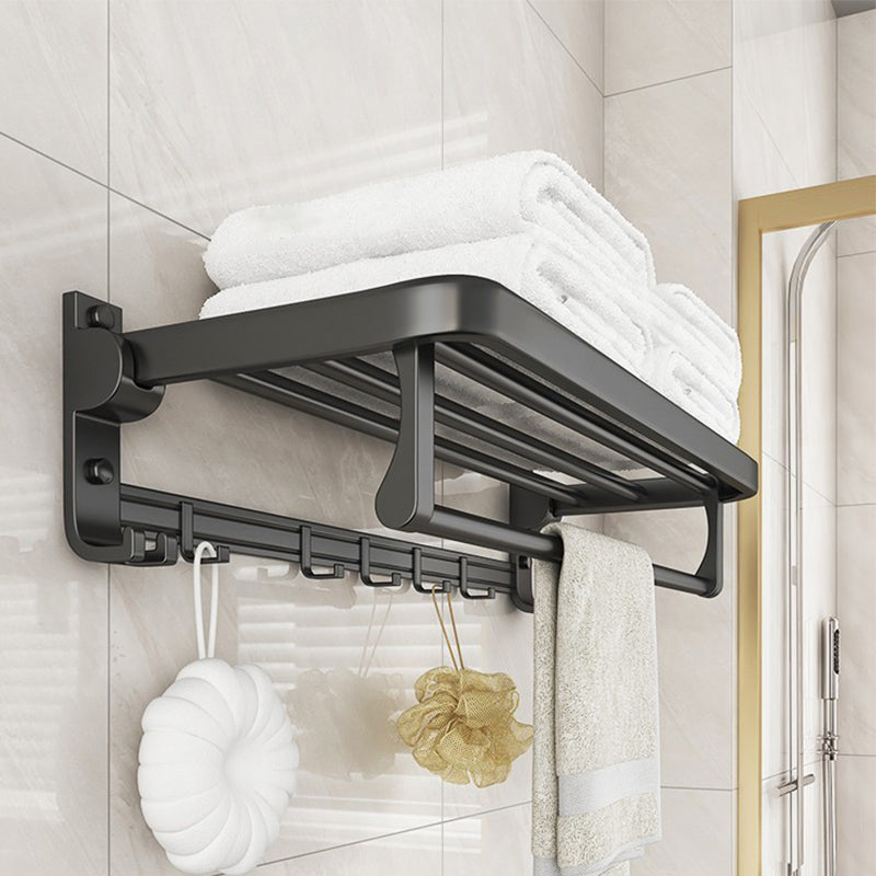 Chrome/Black Classic Bathroom Accessory Set Modern Bath Shelf/Towel Bar & Paper Holder