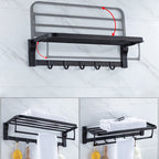 Modern Classic Bathroom Accessories Set in Stainless Steel Matte Black Bathrobe Hook/Towel Ring Bar