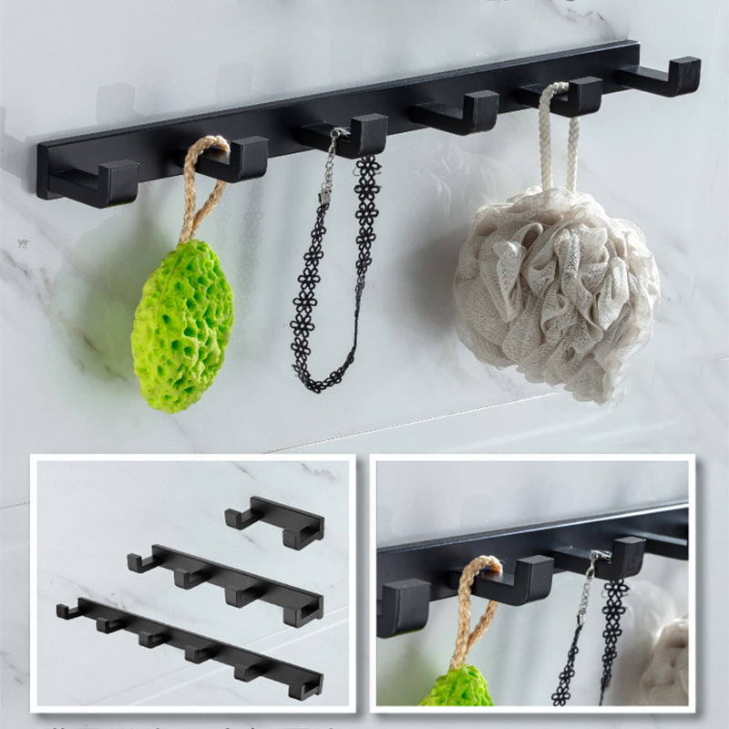 Modern Classic Bathroom Accessories Set in Stainless Steel Matte Black Bathrobe Hook/Towel Ring Bar
