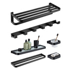 Modern Classic Bathroom Accessories Set in Stainless Steel Matte Black Bathrobe Hook/Towel Ring Bar