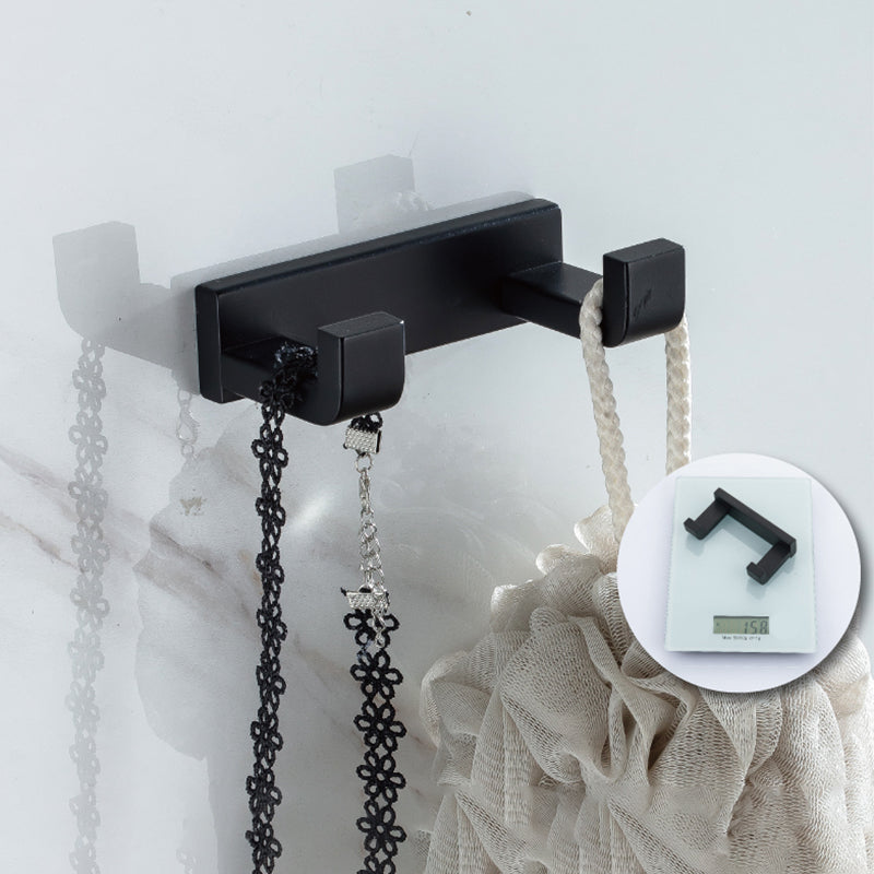 Modern Classic Bathroom Accessories Set in Stainless Steel Matte Black Bathrobe Hook/Towel Ring Bar