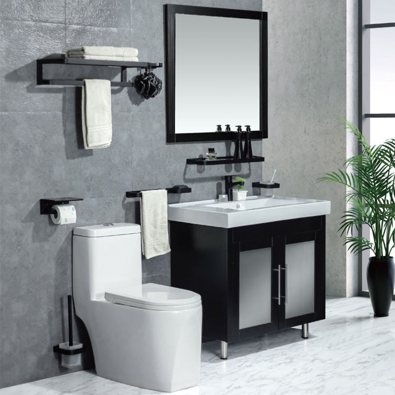 Modern Classic Bathroom Accessories Set in Stainless Steel Matte Black Bathrobe Hook/Towel Ring Bar