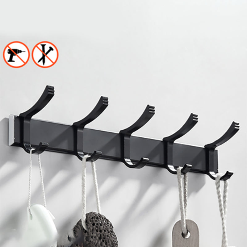Modern Classic Bathroom Hardware Set Matte Black Bathrobe/Towel Bar & Bathroom Shelf