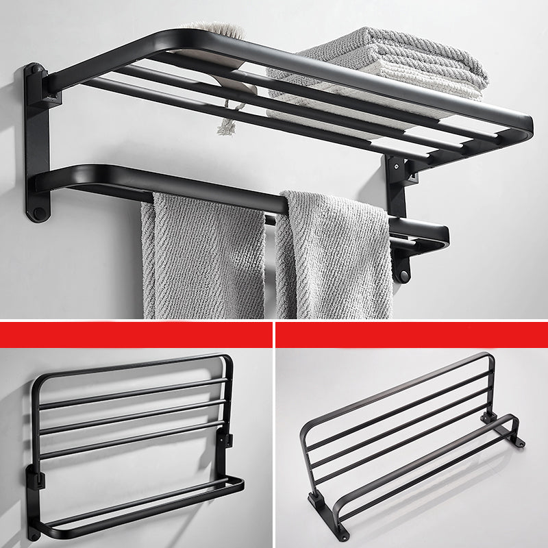 Modern Classic Bathroom Hardware Set Matte Black Bathrobe/Towel Bar & Bathroom Shelf