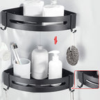 Modern Classic Bathroom Hardware Set Matte Black Bathrobe/Towel Bar & Bathroom Shelf