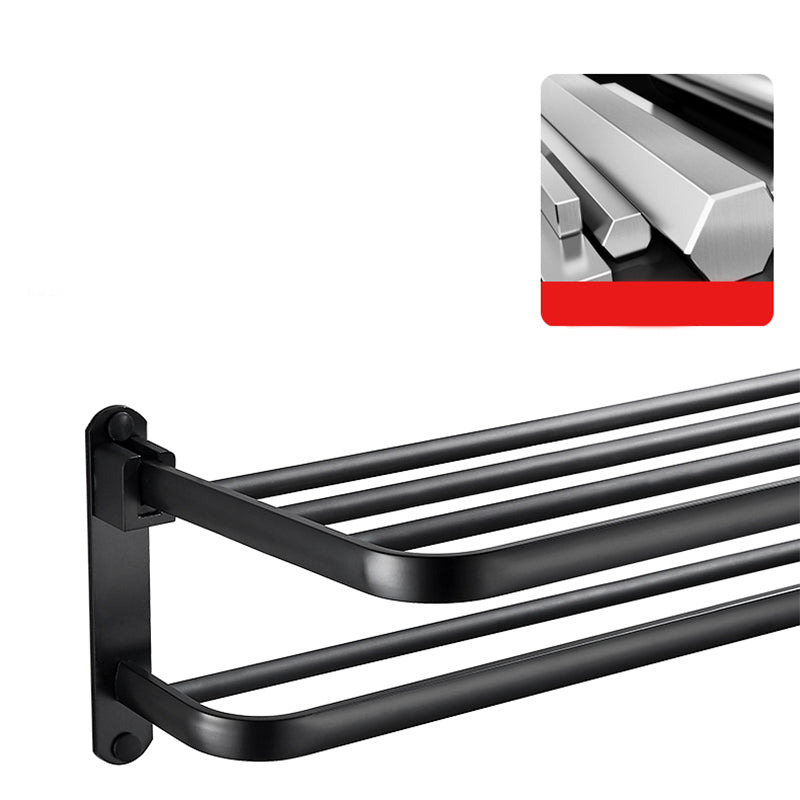 Modern Classic Bathroom Hardware Set Matte Black Bathrobe/Towel Bar & Bathroom Shelf