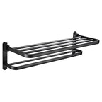 Modern Classic Bathroom Hardware Set Matte Black Bathrobe/Towel Bar & Bathroom Shelf