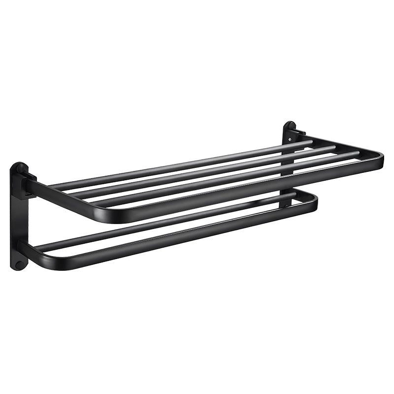 Modern Classic Bathroom Hardware Set Matte Black Bathrobe/Towel Bar & Bathroom Shelf