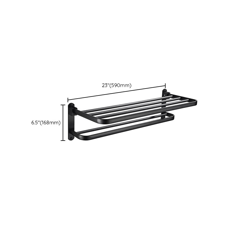 Modern Classic Bathroom Hardware Set Matte Black Bathrobe/Towel Bar & Bathroom Shelf