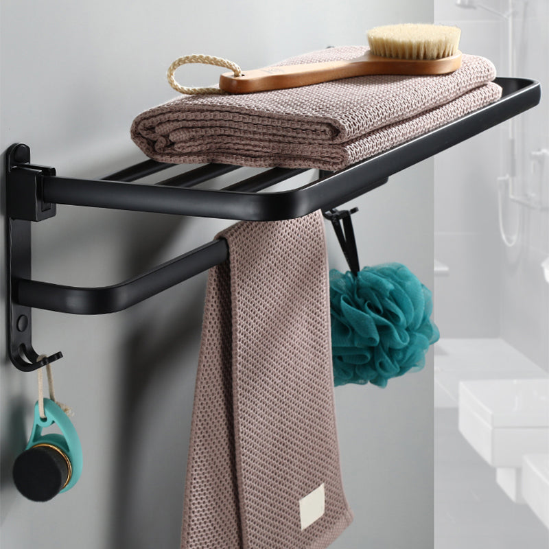 Contemporary Bathroom Accessory Set Black Surface Bathrobe Hook/Towel Ring Bar