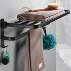 Contemporary Bathroom Accessory Set Black Surface Bathrobe Hook/Towel Ring Bar