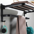 Contemporary Bathroom Accessory Set Black Surface Bathrobe Hook/Towel Ring Bar