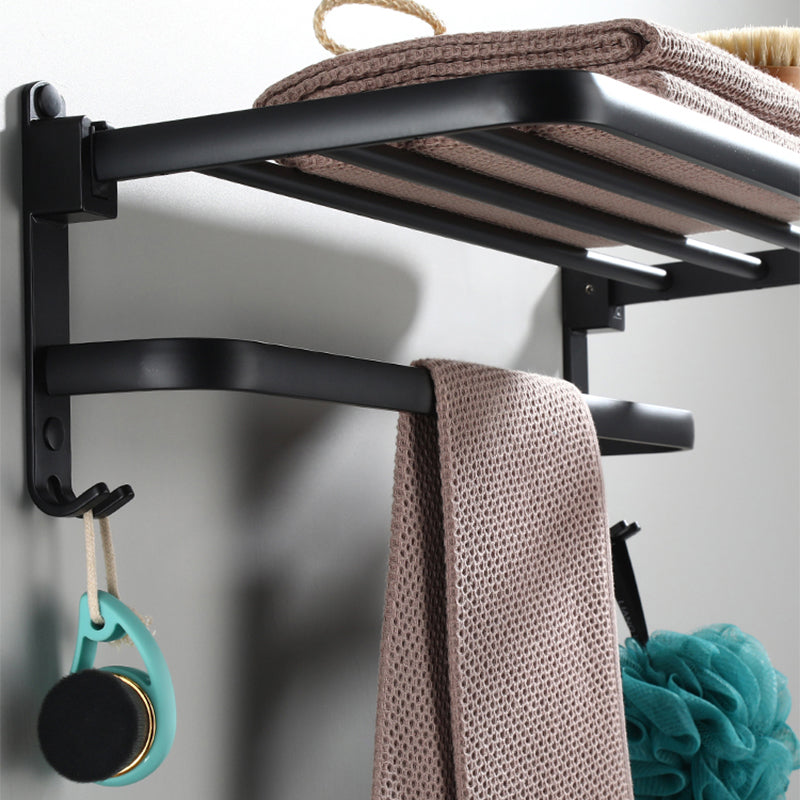 Contemporary Bathroom Accessory Set Black Surface Bathrobe Hook/Towel Ring Bar