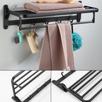 Contemporary Bathroom Accessory Set Black Surface Bathrobe Hook/Towel Ring Bar