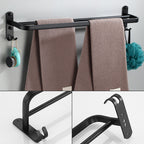 Contemporary Bathroom Accessory Set Black Surface Bathrobe Hook/Towel Ring Bar