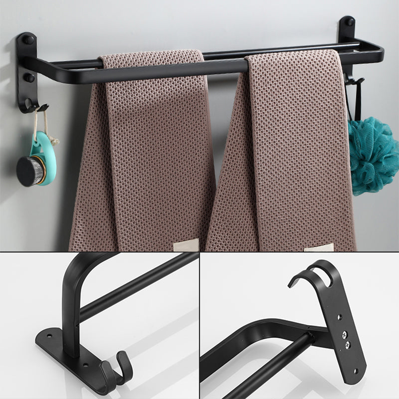Contemporary Bathroom Accessory Set Black Surface Bathrobe Hook/Towel Ring Bar