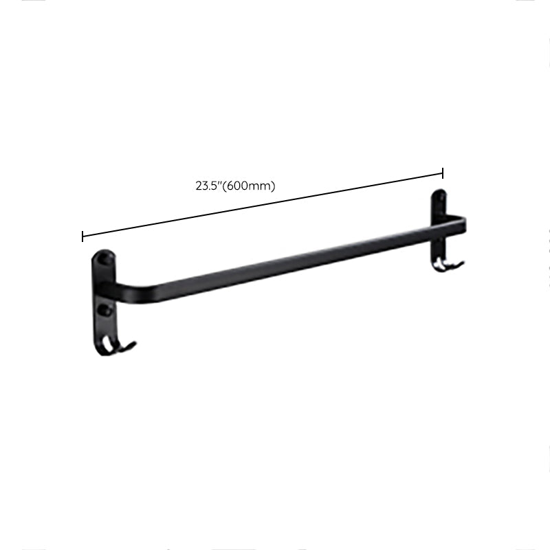 Contemporary Bathroom Accessory Set Black Surface Bathrobe Hook/Towel Ring Bar