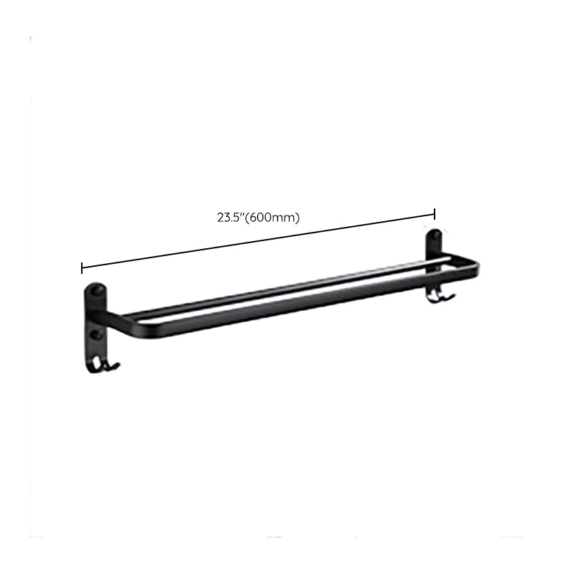Contemporary Bathroom Accessory Set Black Surface Bathrobe Hook/Towel Ring Bar