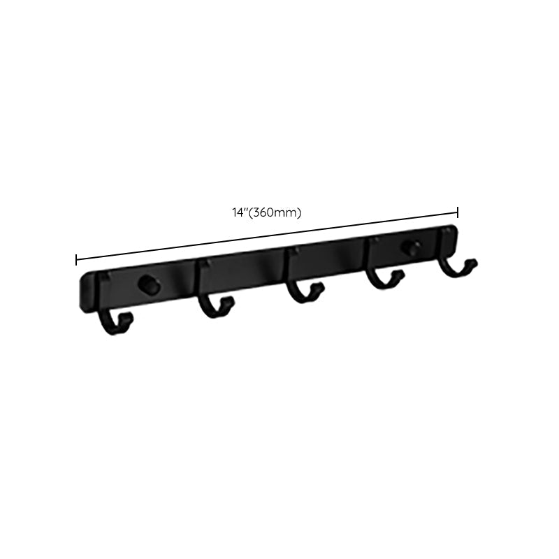 Contemporary Bathroom Accessory Set Black Surface Bathrobe Hook/Towel Ring Bar