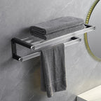 Modern bathroom accessory set bath shelf/towel holder & bathrobe hooks included