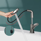 Brass Contemporary Sink Faucet Pull-Out Round Bathroom Faucet
