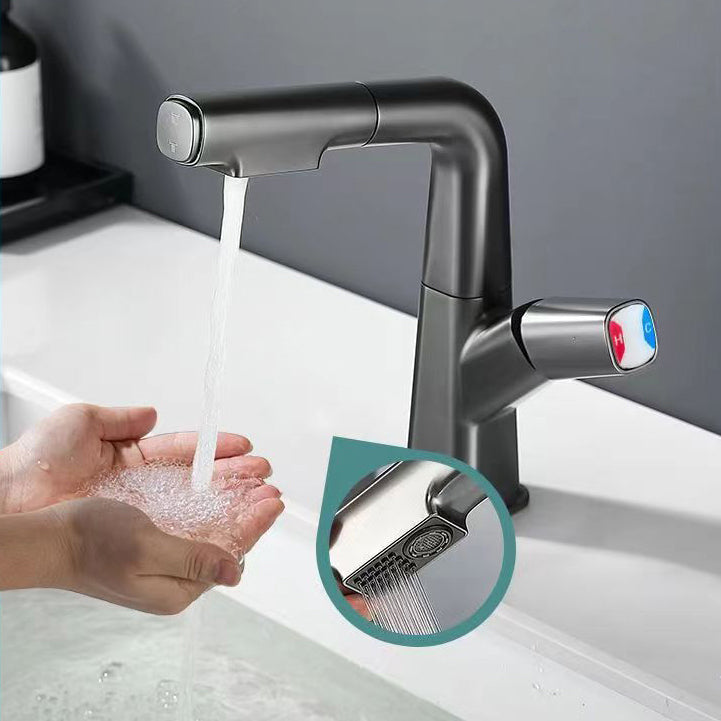 Brass Contemporary Sink Faucet Pull-Out Round Bathroom Faucet
